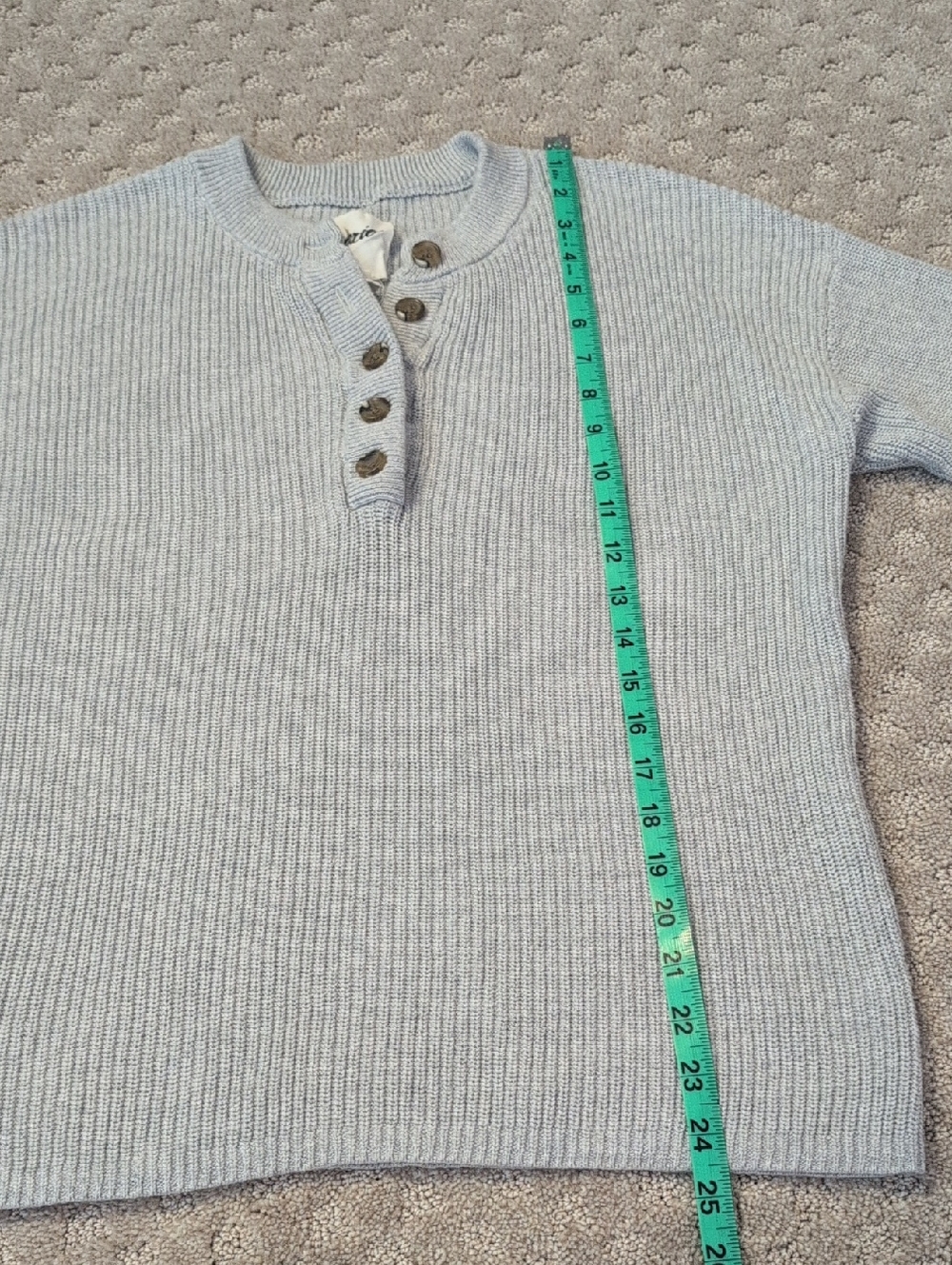 Aerie Gray 100% Cotton Henley Sweater - Picture 7 of 8